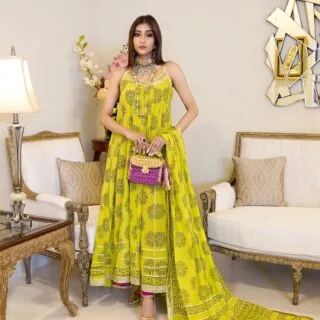 Parrot Green Anarkali